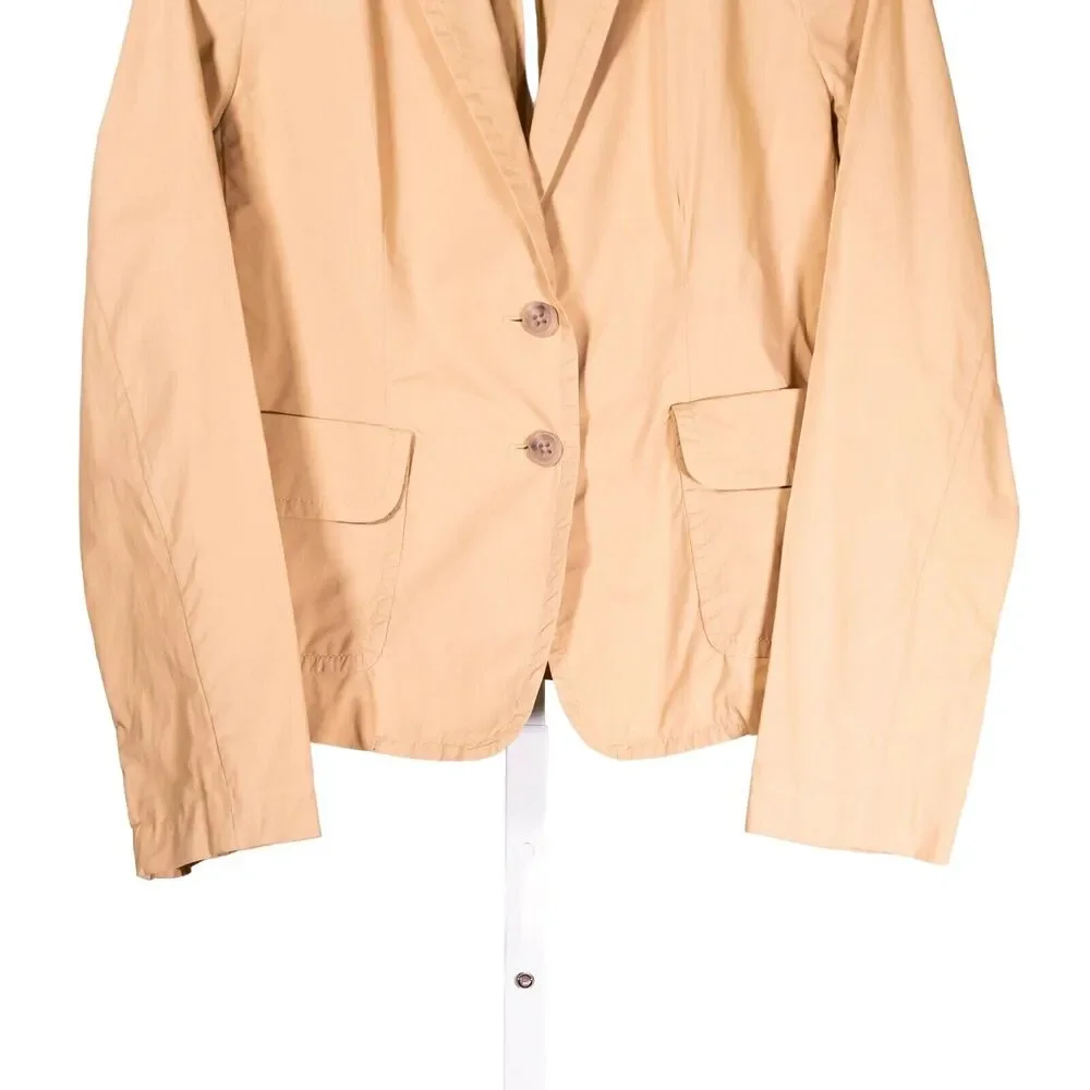 J Crew Womens Blazer 4 Beige Khaki Cotton Two Button Tailored Career Work Jacket